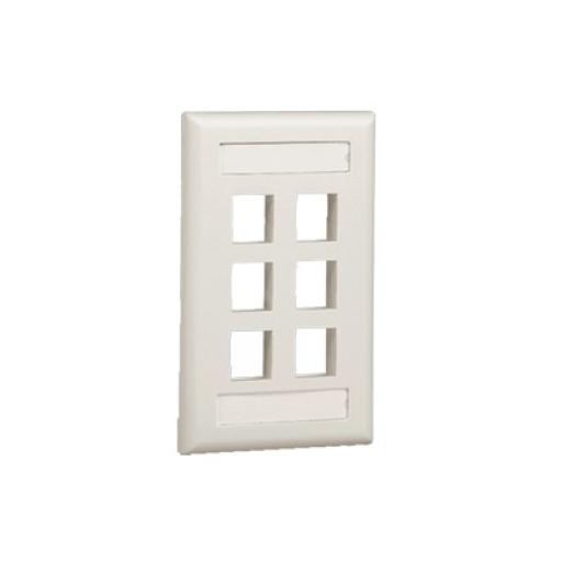 [PANDUIT_NK6FWHY] Panduit Placa de Pared Vertical, Salida Para 6 Puertos Keystone, Con Espacios Para Etiquetas, Color Blanco