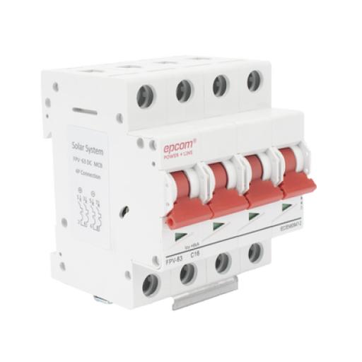 [EPCOM_FPV634PC16] Epcom Protección Térmica 4P, 16A,  Corriente Directa  1000 Vcc para Aplicación Fotovoltaica Montaje Riel DIN