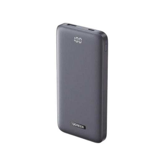 [UGREEN_60689] Ugreen PowerBank Ultra Delgado 10000mAh |  Dos Puertos | USB-A + USB-C | PD 3.0 20W | QC3.0 22.5W | FCP | AFC | Entrada/Salida USB-C (Carga y Alimentación) | Salida USB-A (Carga) | Pantalla Inteligente | Color Gris.