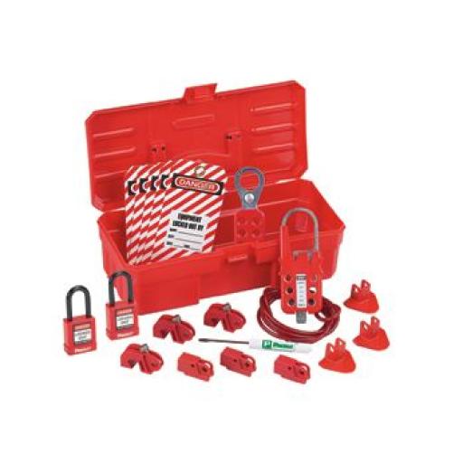 [PANDUIT_PSL-KT-CONA] Panduit Kit de Bloqueo LOTO para Contratistas con Componentes (Color Rojo).