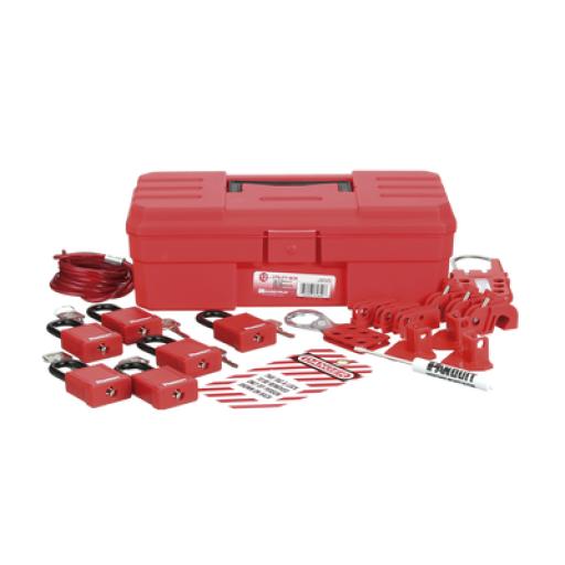 [PANDUIT_PSL-KT-CONA] Panduit Kit de Bloqueo LOTO para Contratistas con Componentes (Color Rojo).
