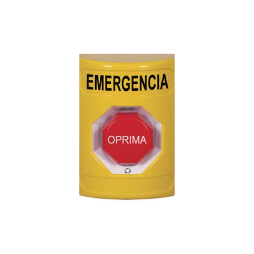 [STI_SS2209EM-ES] STI Botón de Emergencia en Español, Color Amarillo, Acción Mantenida, Girar para Restablecer y LED Multicolor