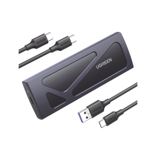 [UGREEN_15512] Ugreen Carcasa Disco Duro NVME M.2 (Enclosure) / Hasta 2TB / USB3.2 a 10 Gbps / Soporta M Key y B+M Key / Compatible con SSD M.2 NVME 2230/2242/2260/2280 / UASP / S.M.A.R.T. / TRIM / ESD Incorporado / Color Negro / Caja de Aluminio
