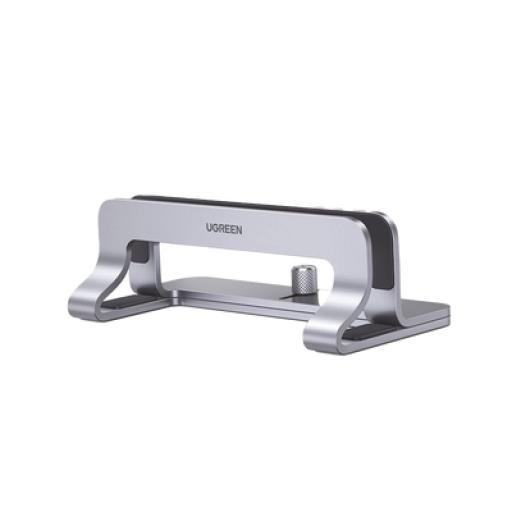[UGREEN_20471] Ugreen Soporte Vertical para Laptop / Adecuado para escritorio / Anchura Ajustable (12-26mm) / Amplia compatibilidad / Anti-Arañazos / Anti-Deslizante /Ajustable Mediante Tornillos / Color Plata / Aluminio + Silicona