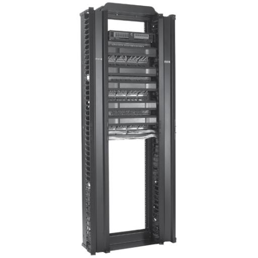 [HOFFMAN_EDR19FM45U] HOFFMAN Rack de Dos Postes Estándar de 19 in, Rieles Numerados y Roscados #12-24, Fabricado en Aluminio, 45 Unidades de Rack, Color Negro