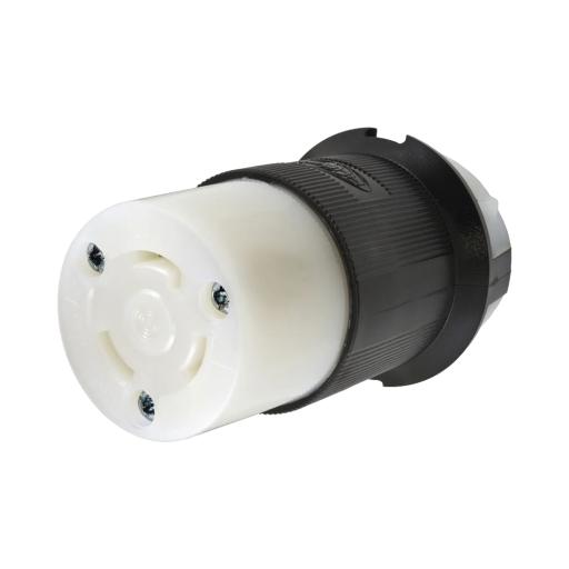 [HUBBELL_HUB-HBL2613] Hubbell Conector Industrial con Bloqueo de Media Vuelta / 30 A 125 V CA / 2 Polos 3 Hilos / Color Blanco y Negro / Nema L5-30R. 
