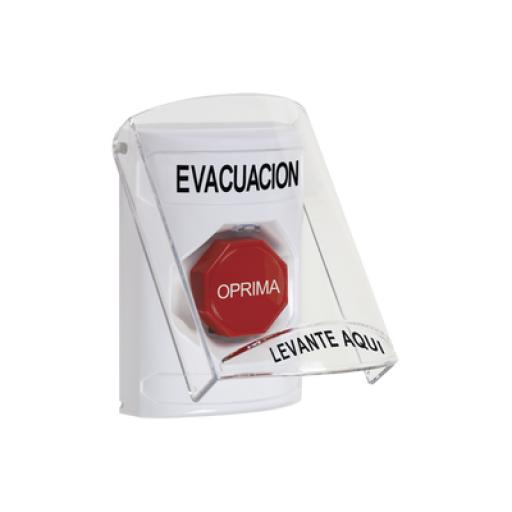 [STI_SS2322EV-ES] STI Botón de Evacuación, Texto en Español, Tapa Protectora de Policarbonato Súper Resistente, Restablecimiento con Llave