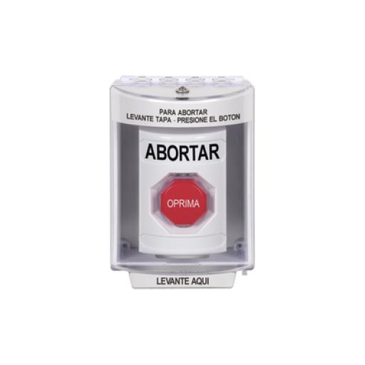 [STI_SS2382AB-ES] STI Botón de Abortar, Bocina de Advertencia Integrada, Texto en Español, Tapa Protectora de Policarbonato Súper Resistente con Espaciador, Restablecimiento con Llave