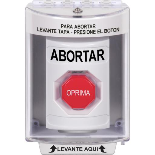 [STI_SS2382AB-ES] STI Botón de Abortar, Bocina de Advertencia Integrada, Texto en Español, Tapa Protectora de Policarbonato Súper Resistente con Espaciador, Restablecimiento con Llave