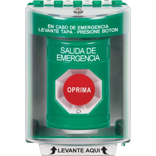 [STI_SS2181EX-ES] STI Botón de Salida de Emergencia, Cubierta de Policarbonato Súper Resistente de Superficie con Espaciador, Activación de Acción Mantenida, Con Bocina de Advertencia