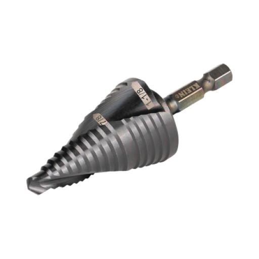 [KLEINTOOLS_QRST11] Klein Tools Broca Escalonada 12 en 1, de Liberación Rápida, Acanaladura en Espiral, produce Agujeros de 2-3 cm e Intermedios. 10x más Durable