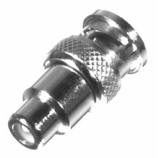 [RFINDUSTRIES_RFB-1139] RF Industries Adaptador de BNC Macho a RCA Hembra, Fono para Aplicaciones de Audio/Video, Niquel/Oro/Delrin.