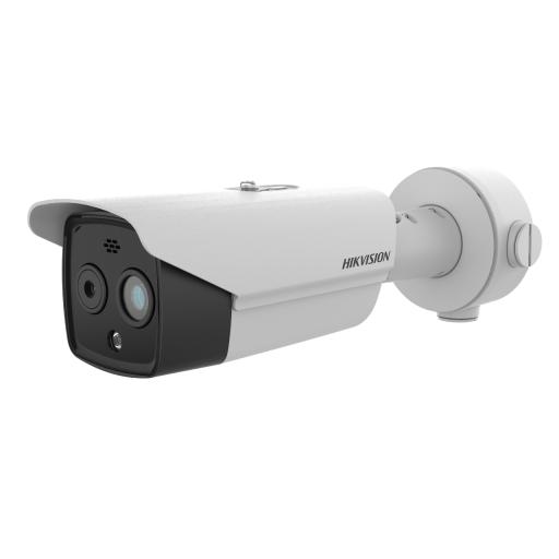 [HIKVISIONDIGITALTECHNOLOGY_DS-2TD2628-10/QA] Hikvision Digital Technology Bala IP Dual / Térmica 9.7 mm ( 256 × 192 ) / Óptico 8 mm (4 Megapixel) / 30 mts IR / Exterior IP67 / PoE / Termométrica / Detección de Temperatura / Sirena y Luz Intermitente Integrada / MicroSD