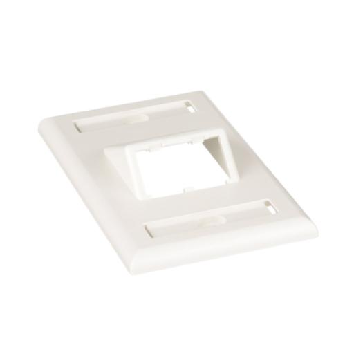 [PANDUIT_CFPSL2IWY] Panduit Placa de Pared Vertical Clásica, Salida Para 2 Puertos Mini-Com Inclinados, Con Espacios Para Etiquetas, Color Blanco Mate 