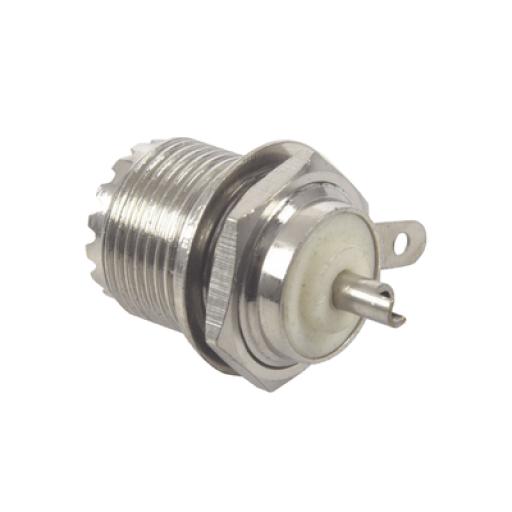 [RFINDUSTRIES_RFU-523-T] RF Industries Conector UHF Hembra (SO-239) en Línea, Montaje Frontal en D Plano, Níquel/ Plata/ Teflón.