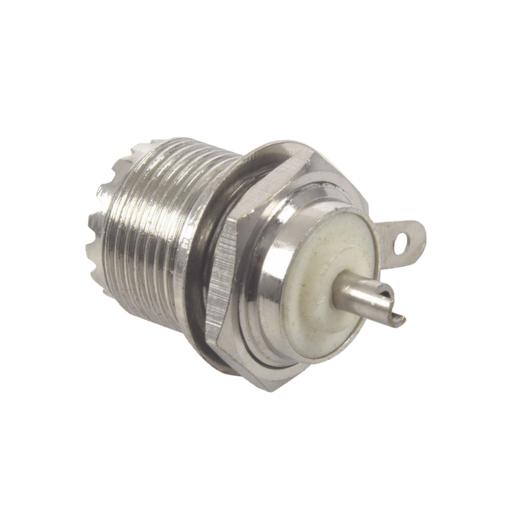 [RFINDUSTRIES_RFU-523-T] RF Industries Conector UHF Hembra (SO-239) en Línea, Montaje Frontal en D Plano, Níquel/ Plata/ Teflón.