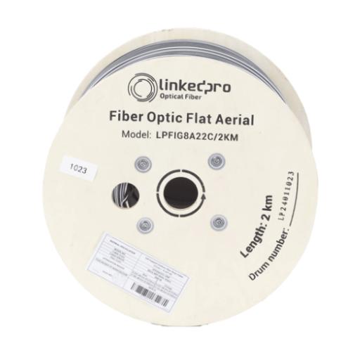 [LINKEDPROBYEPCOM_LPFIG8A22C/2KM] LINKEDPRO BY EPCOM Carrete de 2 km de Fibra Óptica Aérea Mini Figura 8 G.657A2 tipo Drop, Monomodo de 2 Hilos (bifibra), Color Negro