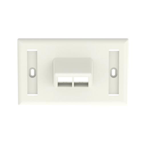 [PANDUIT_NK2HSFIWY] Panduit Placa de Pared Horizontal, Salida Para 2 Puertos Keystone, Con Espacios Para Etiquetas, Color Blanco Mate