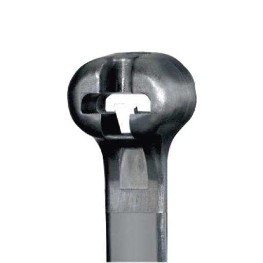 [PANDUIT_BT3S-M0] Panduit Cincho de Nylon 6.6 Dome-Top®, Con Lengüeta de Bloqueo de Acero Inoxidable, 305 mm largo x 4.7mm ancho, Color Negro, Exterior Resistente a Rayos UV, Paquete de 1000pz