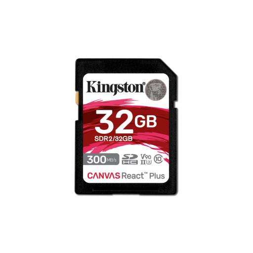 [KINGSTONTECHNOLOGY_SDR2/32GB] MEMORIA SD KINGSTON SDHC CANVAS REACT PLUS 300R UHS-II V90(SDR2/32GB)