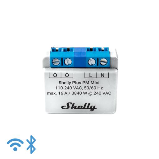 [SHELLY_SHELLYPLUSPMMINI] SHELLY Mini Interruptor inteligente con Wi-Fi, medición de consumo, 1 canal 16A, compatible con asistentes de voz Alexa y GoogleHome