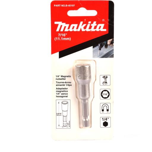 [MAKITA_B-45107] Makita  Punta magnética (guia buscadora ) de 7/16", longitud de 2-9/16" zanco hexagonal. .