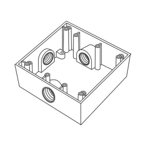 [RAWELT_RC-0503] RAWELT Caja Cuadrada de 3/4" (19.05 mm) a Prueba de Intemperie/ Cuenta con 3 bocas.