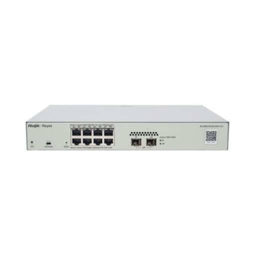 [RUIJIE_RG-NBS3100-8GT2SFP-P-V2] RUIJIE Switch Administrable PoE Capa 2 con 8 puertos Gigabit PoE 802.3af/at + 2 SFP para fibra 1Gb, gestión gratuita desde la nube, 125w