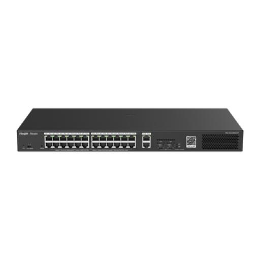 [RUIJIE_RG-ES228GS-P] RUIJIE Switch Smart PoE con 24 puertos Gigabit PoE 802.3af/at + 2 SFP para fibra 1Gb, gestión gratuita desde la nube, 370w