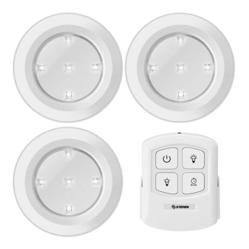 [STEREN_LAM-066] Steren JUEGO DE 3 LAMPARAS STEREN LED CON CONTROL REMOTO