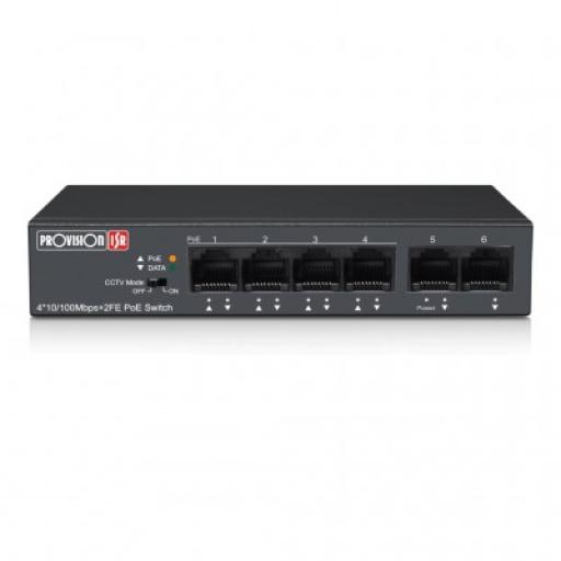 [PROVISION-ISR_POES-0460C+2I-V2] Provision-ISR SWITCH POE 10 100 4 PUERTOS DOWNLINK 2 PUERTOS UPLINK 60W TOTAL