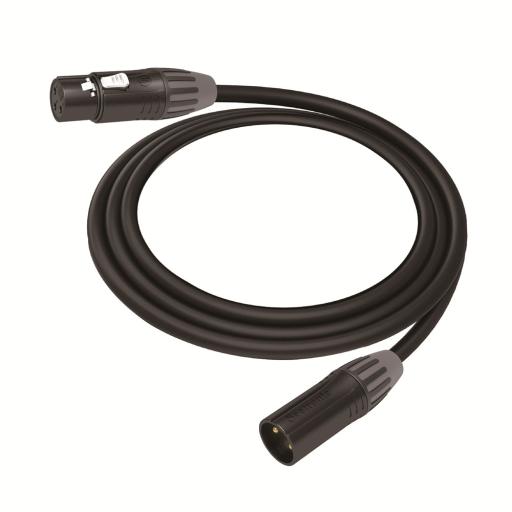 [COSMICONN_CMC-MF3-MM3-L-5M] COSMICONN Cable XLR | 3 polos | Conector Hembra-Macho | Serie M | Carcasa Negra | Contactos Dorados | Ideal para Microfonía | Longitud 5m