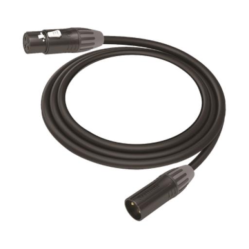 [COSMICONN_CMC-MF3-MM3-L-10M] COSMICONN Cable XLR | 3 polos | Conector Hembra-Macho | Serie M | Carcasa Negra | Contactos Dorados | Ideal para Microfonía | Longitud 10m