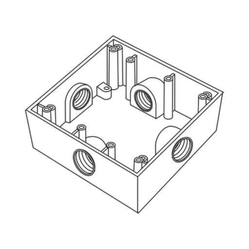 [RAWELT_RC-0487] RAWELT Caja Cuadrada de 3/4" (19.05 mm) a Prueba de Intemperie/ Cuenta con 4 bocas.