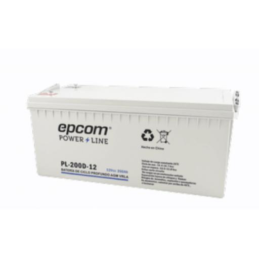 [EPCOM_PL200D12] Epcom Batería 12V @ 200 Ah / AGM-VRLA Ciclado Profundo / Uso en Aplicaciones Fotovoltaicas y de Respaldo /Terminales Tipo Tornillo HEX M6