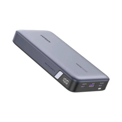 [UGREEN_90597A] Ugreen Power Bank de 25000mAh / 3 Salidas 145W Max. / USB-A + 2 USB-C / PD 3.0, QC3.0 / FCP / SCP / Pantalla Inteligente / Carcasa Ignifuga / Color Gris / Incluye Cable USB de 50cm / Carga tu Laptop de Manera Segura