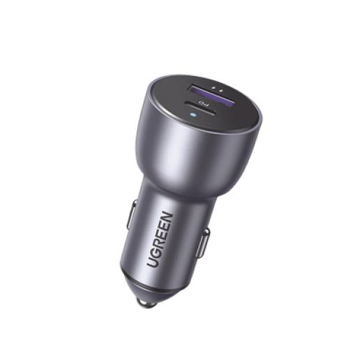 [UGREEN_60980] Ugreen Cargador de Auto 42.5W | Puerto USB-A y USB-C | Carga Rápida | Compatible con Vehículos de 12 y 24 VCD | PD3.0 + QC3.0 | Chip Inteligente | Diseño Compacto  Mayor Eficiencia Energética | Caja de Aluminio.