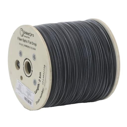 [LINKEDPROBYEPCOM_LPDROPA21C/2KM] LINKEDPRO BY EPCOM Carrete de 2 km de Fibra Óptica Drop, Interior/Exterior G.657A2 Monomodo de 1 hilo (unifibra), Dieléctrica, Forro Negro