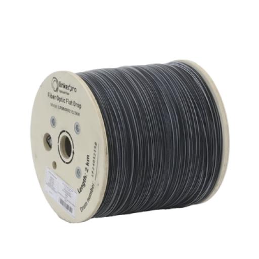 [LINKEDPROBYEPCOM_LPDROPA21C/2KM] LINKEDPRO BY EPCOM Carrete de 2 km de Fibra Óptica Drop, Interior/Exterior G.657A2 Monomodo de 1 hilo (unifibra), Dieléctrica, Forro Negro
