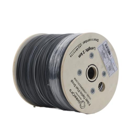 [LINKEDPROBYEPCOM_LPDROPA22C/2KM] LINKEDPRO BY EPCOM Carrete de 2 km de Fibra Óptica Drop, Interior/Exterior G.657A2 Monomodo de 2 hilos (bifibra), Dieléctrica, Forro Negro