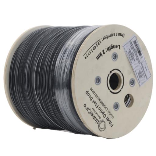 [LINKEDPROBYEPCOM_LPDROPA22C/2KM] LINKEDPRO BY EPCOM Carrete de 2 km de Fibra Óptica Drop, Interior/Exterior G.657A2 Monomodo de 2 hilos (bifibra), Dieléctrica, Forro Negro