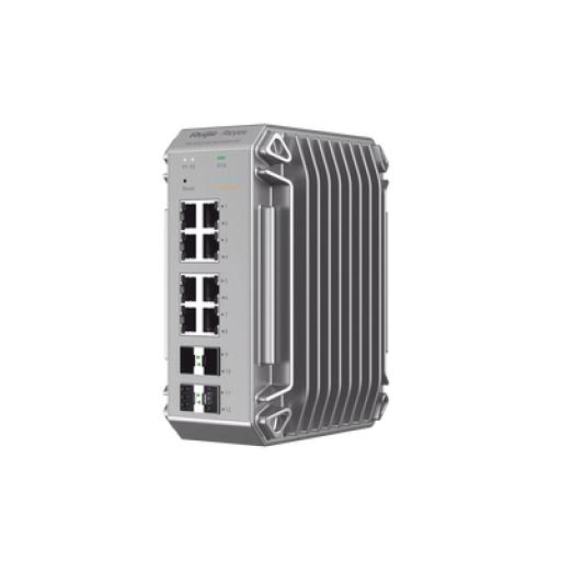[RUIJIE_RG-NIS3100-8GT4SFP-HP] RUIJIE Switch Industrial PoE, Ideal para temperaturas Extremas y protección contra descargas, 8 Puertos Gigabit PoE 802.3 af/at, 4 Puertos SFP Administrable Cloud