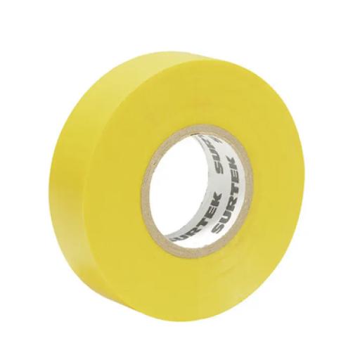 [SURTEK_SYS138007] Surtek Cinta para aislar color Amarillo de 19 mm x  9 metros / Fabricada en PVC / Adhesivo acrílico.