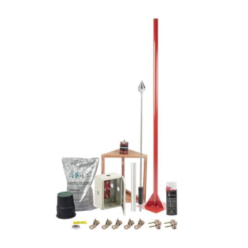 [TOTALGROUND_KIT-MASTER-03-V2] Total Ground Kit Pararrayo con Accesorios para Protección de Diámetro de 200m.