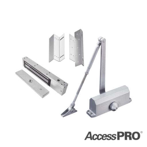[ACCESSPRO_KITACCESS600] AccessPRO KIT INC CHAPA MAGNETICA DE 600LBS  / MONTAJE TIPO Z Y L  / CIERRA PUERTAS