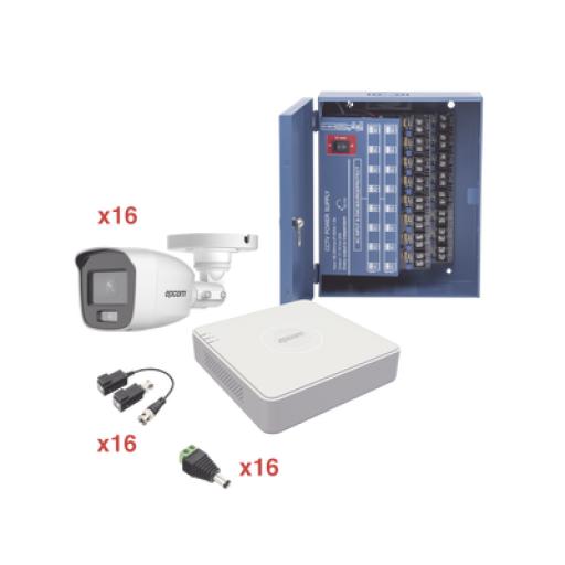 [EPCOM_KE1080PL/16BCA] Epcom KIT TurboHD 1080p Lite / DVR 16 Canales / 16 Cámaras Bala Exterior ( 2.8mm) / Transceptores / Conectores / Fuente de Poder Profesional
