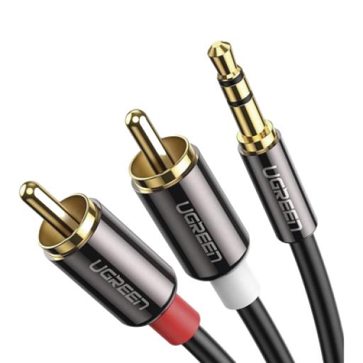 [UGREEN_60836] Ugreen Cable Audio Premium Jack 3.5mm a 2 RCA / 10 Metros / Flexible / Doble Blindaje / Transferencia de Audio sin Pérdidas / Caja de Aleación de Cobre / Amplia Compatibilidad / Diseño Duradero.