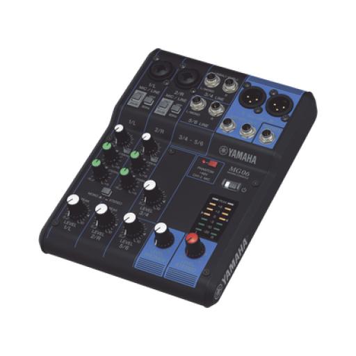 [YAMAHA_MG06] YAMAHA Mezcladora de Audio | 6 Canales | 2 entradas de micro/6 de línea (2 mono + 2 estéreo) | Alimentación Phantom 