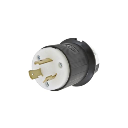 [HUBBELL_HUB-HBL-2321] Hubbell Clavija Industrial con Bloqueo de Media Vuelta / 20 A 250 V CA / 2 Polos 3 Hilos / Color Blanco y Negro / Nema L6-20P.