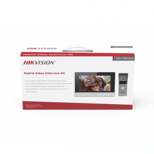 [HIKVISIONDIGITALTECHNOLOGY_DS-KIS303-P] Hikvision Digital Technology Kit de Videoportero Analógico METALICO / IP a 4 Hilos con Función de Llamada a App Hik-Connect / Monitor se Conecta a Internet por Cable o WiFi y por 4 Hilos al Frente de Calle  IP65 / Expandible a Mas Equipos 